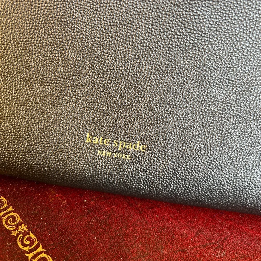 kate spade Black Leather Tote with Gold Hardware